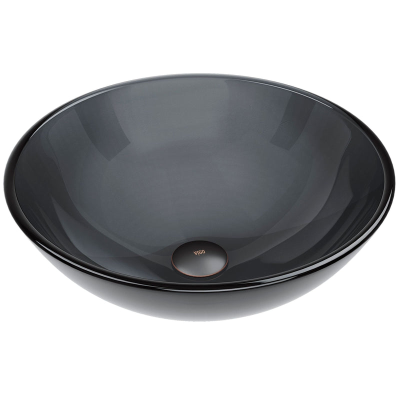 Sheer Glass Round Vessel Bathroom Sink/Basin with Deep Bowl, Black M2944