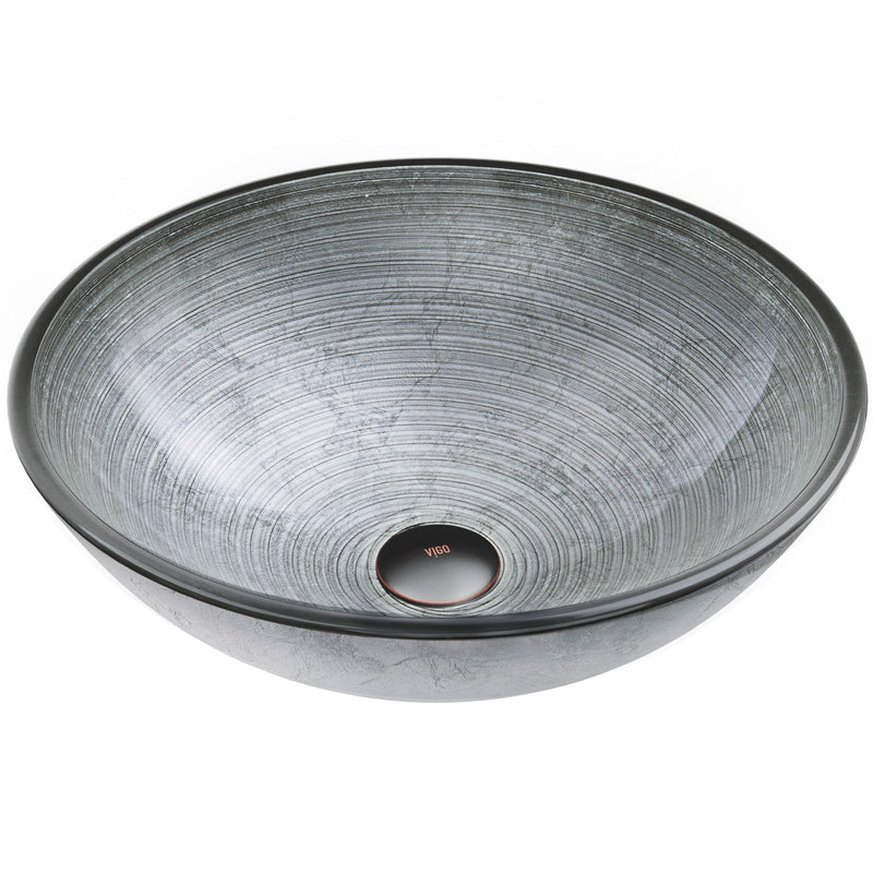 Simply Glass Round Vessel Bathroom Sink/Basin with Deep Bowl, Gray P7107