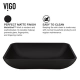 Sottile Matte Black Bathroom Sink/Basin Set with Cass Wall Mount Faucet and Glass Rectangular Vessel