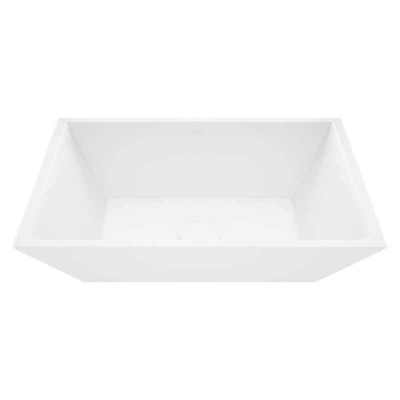 Vinca Matte Stone Vessel Bathroom Sink/Basin with Deep Bowl, White P7607