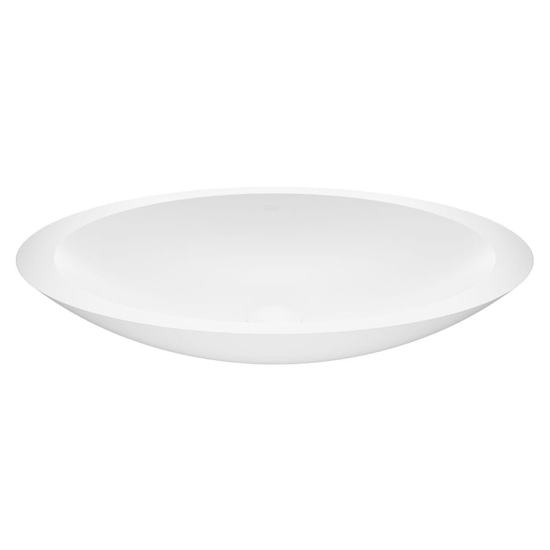 Wisteria Matte Stone Circular Vessel Bathroom Sink/Basin with Deep Bowl, White N2347