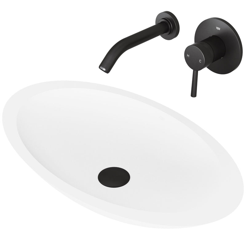 Wisteria White Bathroom Sink Set with Matte Black Olus Faucet A3432