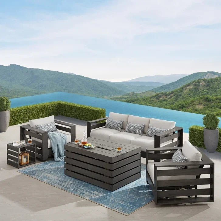Whitney 5-piece Patio Conversation Set with Fire Table W8074