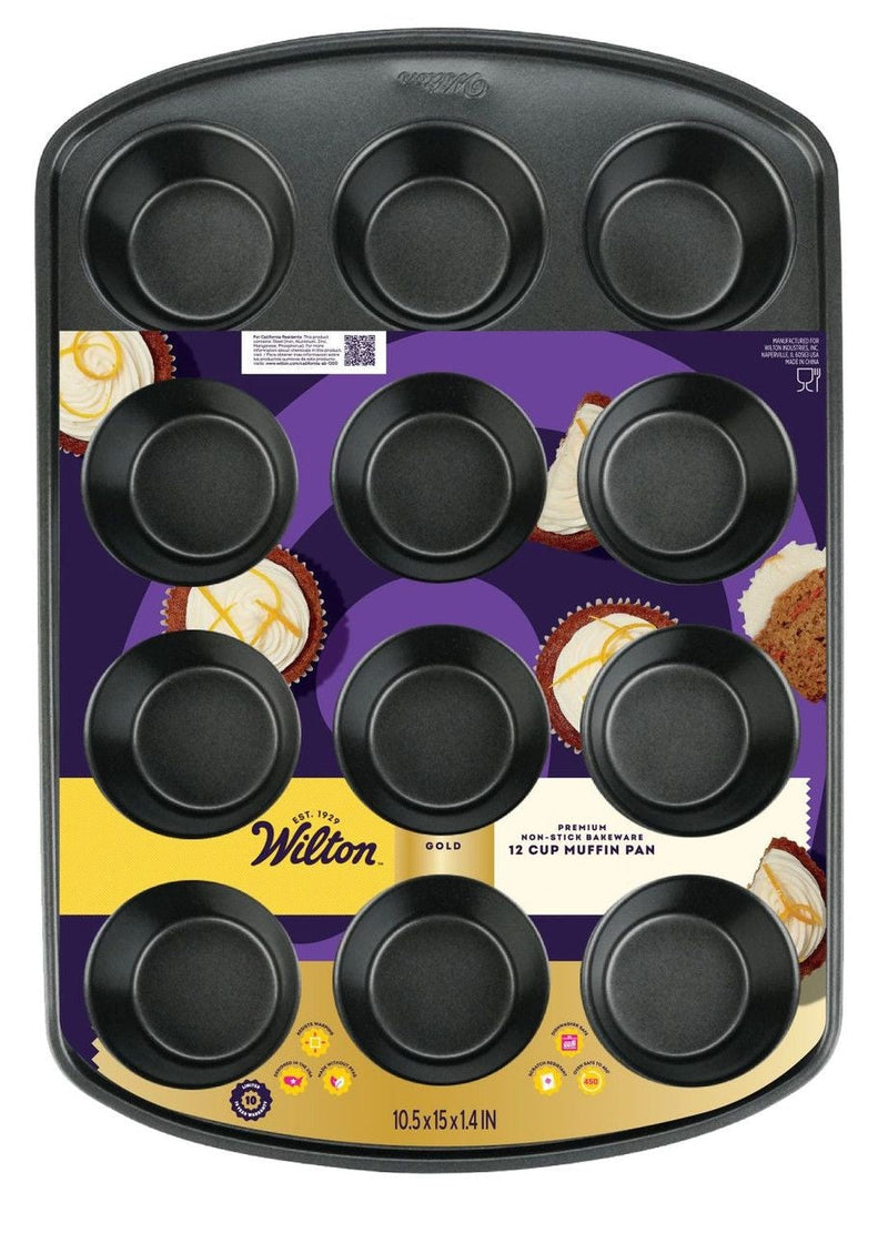 Gold Premium Non-Stick Bakeware Muffin Pan, 12-Cup F8726