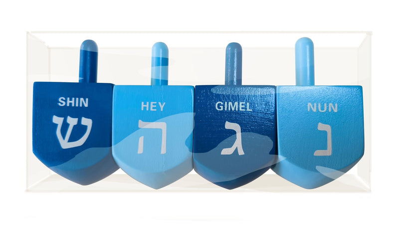 Wooden Dreidel Set, Multi-Coloured, 4-pc, for Hanukkah I3570