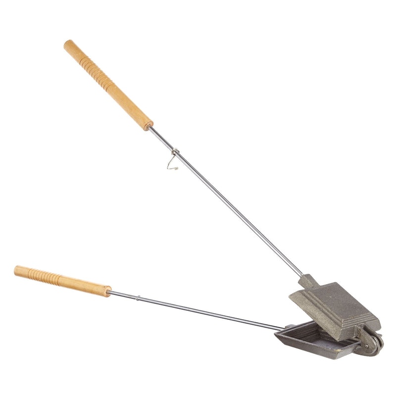 Cast Iron Non-Stick Camping Sandwich Toaster with Long Handle, 4x4-in J9761