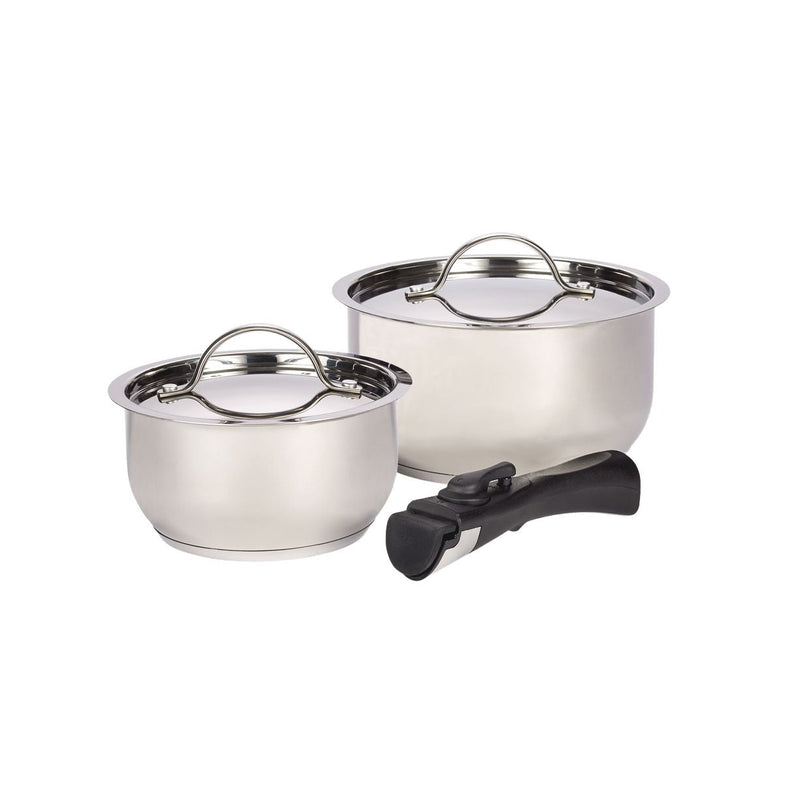 Provision Stainless Steel Camping Cook Pot Set, Made in Canada, 3-pc P8435