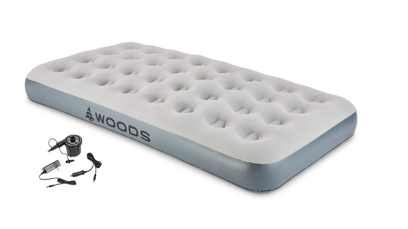 Twin Single-High Inflatable Air Mattress/Airbed, 2-in-1 Pump For AC/Car Outlet, Beige M8143