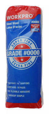 Steel Wool Pads For Multi-Surface Smoothing & Cleaning, Super Fine Grade, 16-pk