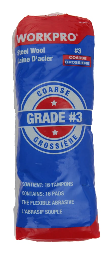 Steel Wool Pads, Surface Cleaning, Paint Removal & Restoration, Coarse Grade 3, 16-pk B7531