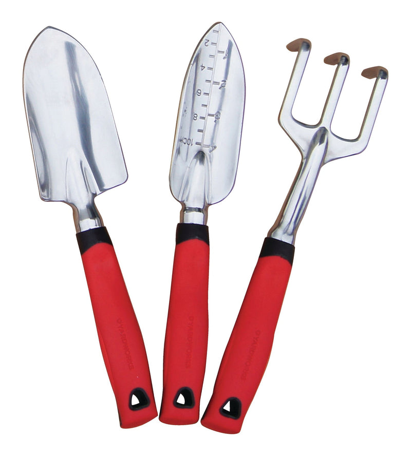 Aluminium Garden Tool Set with Rubber Handles, Assorted Colours, 3-pc N7064