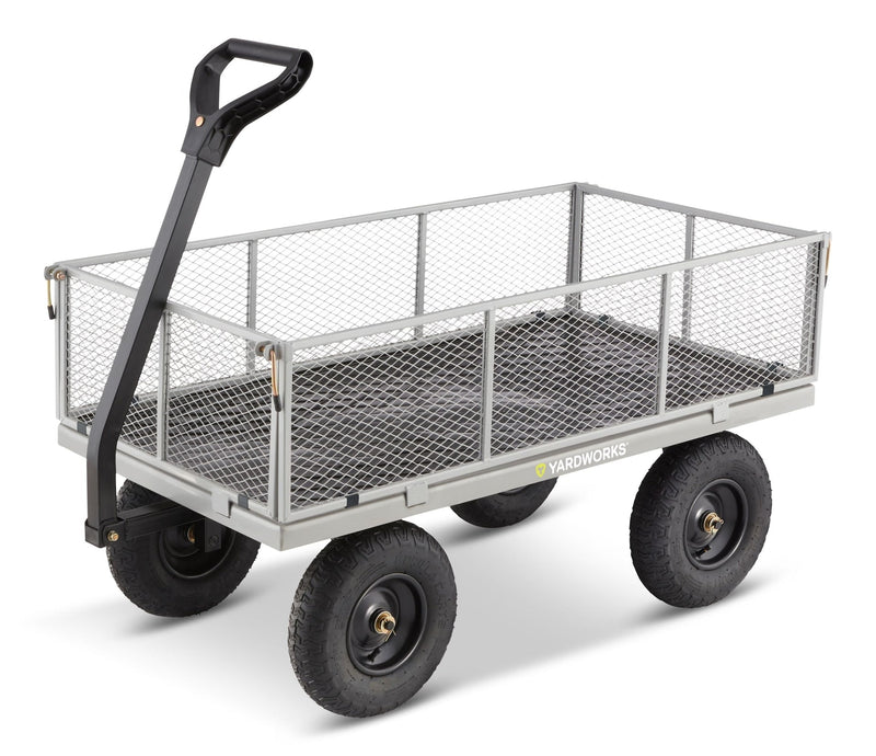 Steel Tray 4-Wheel Mesh Garden/Yard Cart with Removable Sides, 1200-lb H8743