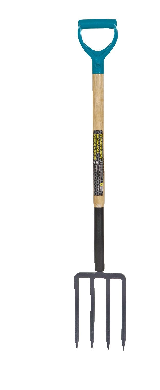 Tempered-Steel 4-Tine D-Grip Garden Fork, 30.5-in Wooden Shaft C7123