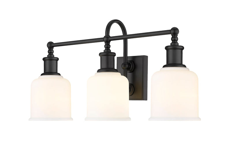 Bryant 3-Light Vanity Light, Black with Opal Shade T7441