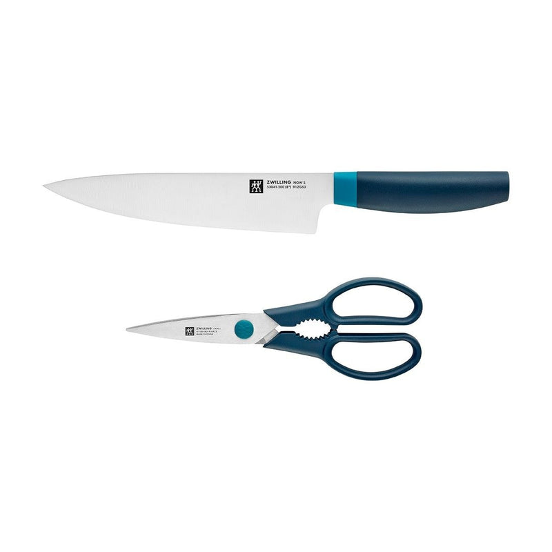 Now Multi-Purpose Stainless Steel Chef's Knife & Scissors/Shears Set, Blue, 2-pc B4954
