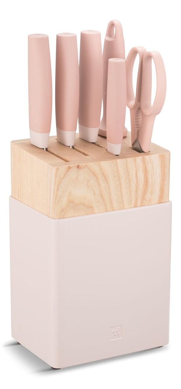 Now S Stainless Steel Knife Block Set, Pink, 7-pc Z7267